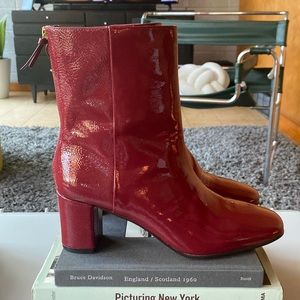 J Crew Shiny Cranberry Boots